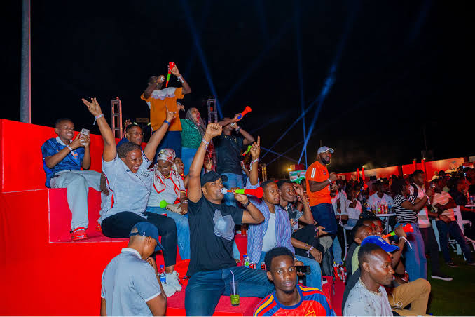 Football fans celebrating in Tanzania